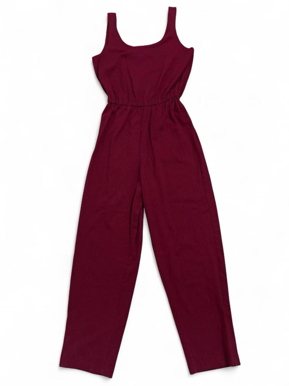 90s Sleeveless Elastic-Waist Maroon Jumpsuit, Size small